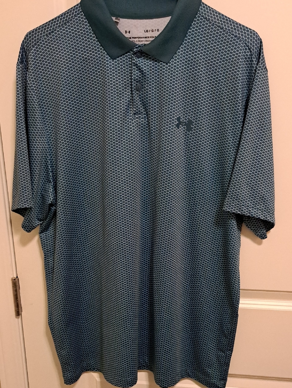 Under Armour Teal Hex-Pattern Men’s Polo Large